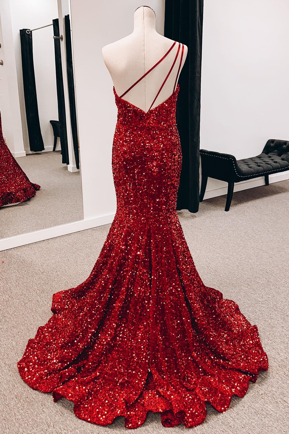 Red Glitter Prom Dress Evening Gown, Women's Fashion, Dresses & Sets,  Dresses on Carousell